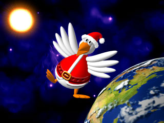 Save Christmas from invading chickens! Fast-paced action for 1-2 players.